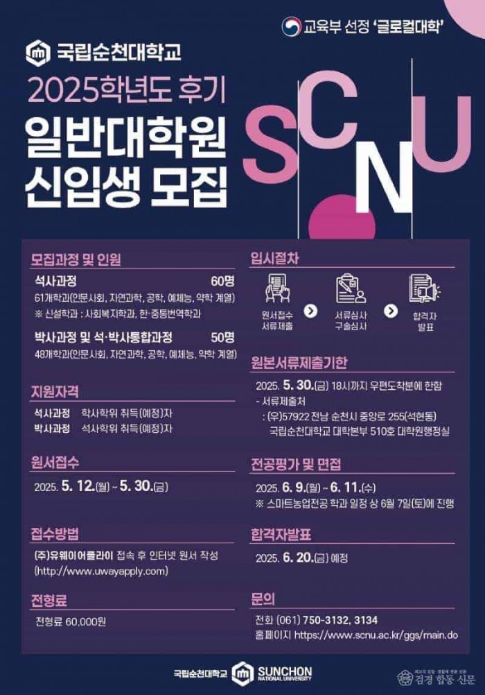 250430_국립순천대, 2025 후기 대학원생 모집_포스터.jpg