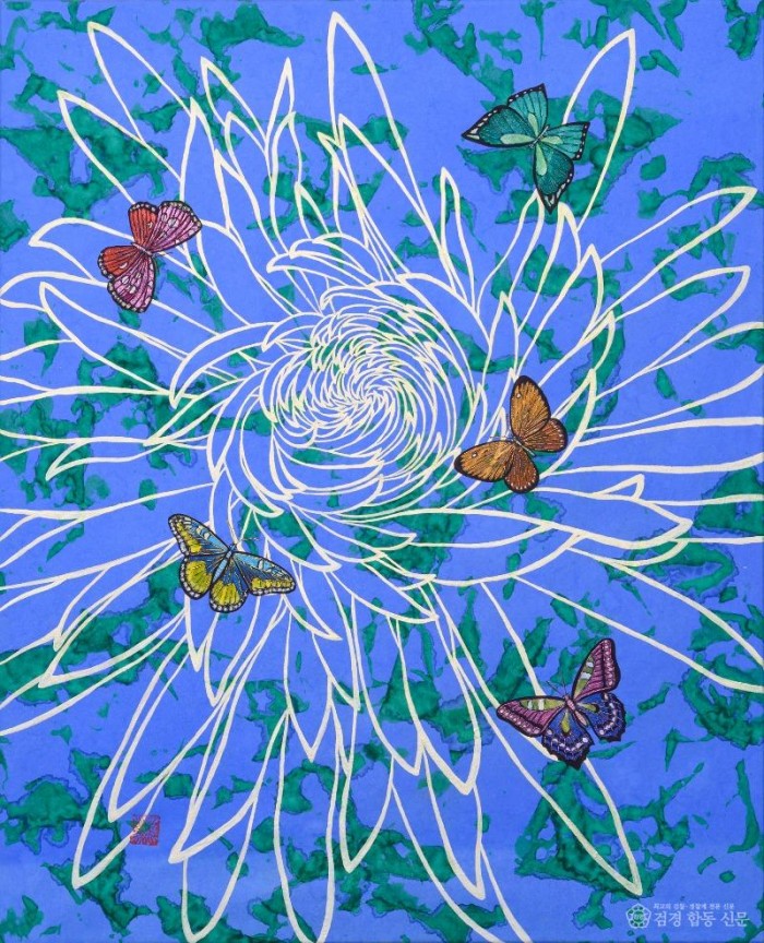 여름날의 여정 53.0X65.1cm 순지에 채색(분채,은분),수놓다 2025.jpg