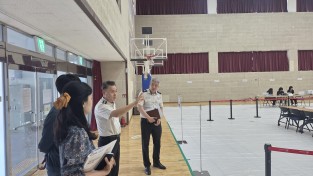 함안소방서장, 제9회 전국동시지방선거 대비 사전투표소 현장 지도