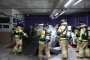 마산소방서, 지하 주차장 전기차 화재 소방 훈련 시행