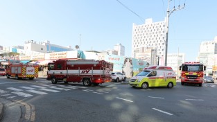 성산소방서, 중심상업지역 소방출동로 확보 훈련