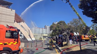 성산소방서, 2026년 전국체전 대비 창원실내수영장 합동 소방 훈련 시행