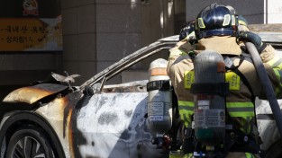 마산소방서, 오피스텔 지하주차랑 전기차량 화재 진압