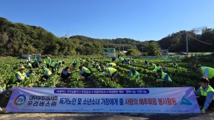 우리버스(주)올겨울 김장해서 불우이웃돕기 할 배추 3,000포기 묶고 회사에 대한 자부심, 소속감, 애사심도 꽁꽁 묶어