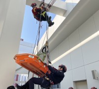 의창소방서, 재난 상황 대비 인명구조 로프훈련 실시